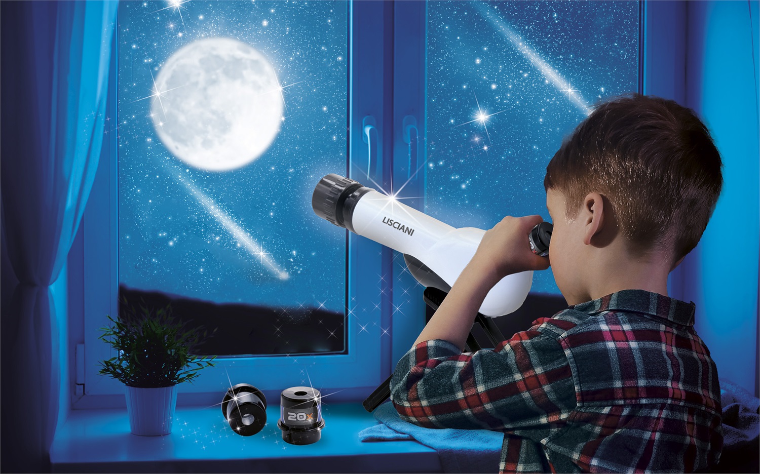 Lisciani I'm a Genius Il Telescopio - Telescopio per Bambini con 3 Obiettivi Intercambiabili e Treppiedi