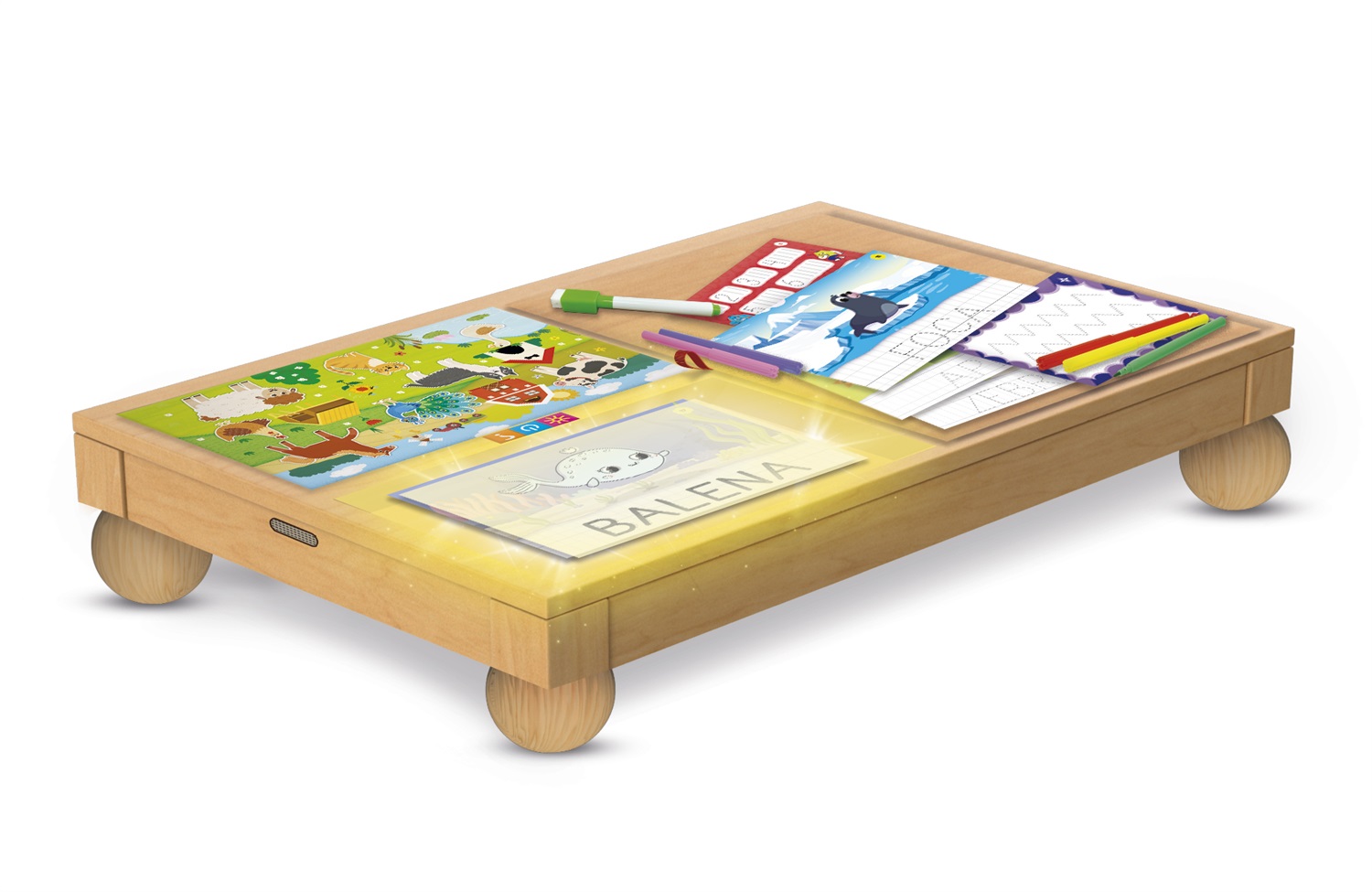 Lisciani Montessori Tavolo Multi Attività in Legno Elettronico Parlante con Lavagna Luminosa e Sensori Touch