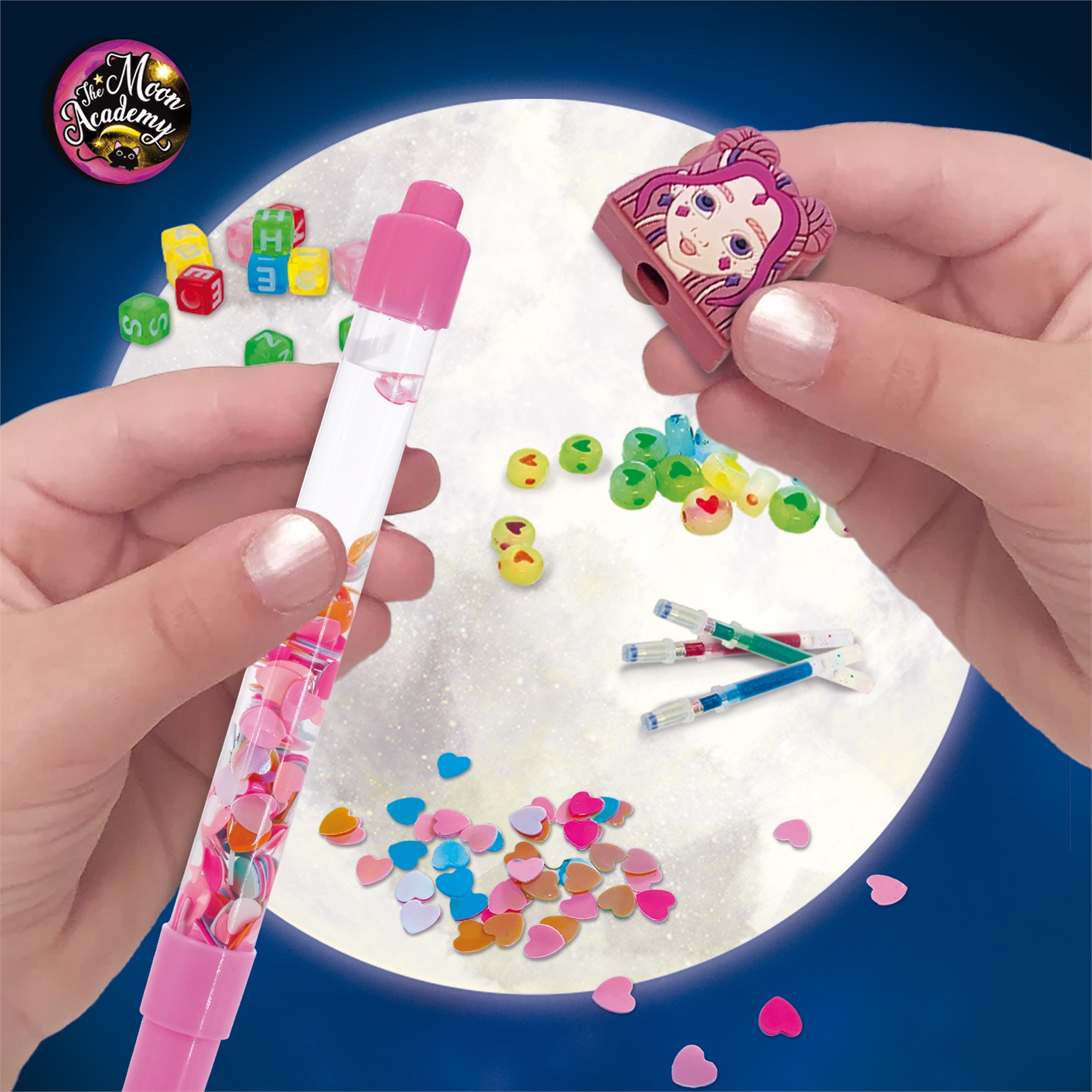 Lisciani The Moon Academy Moon Magic Pens & Diary - Kit creativo per 8 penne personalizzate e diario segreto