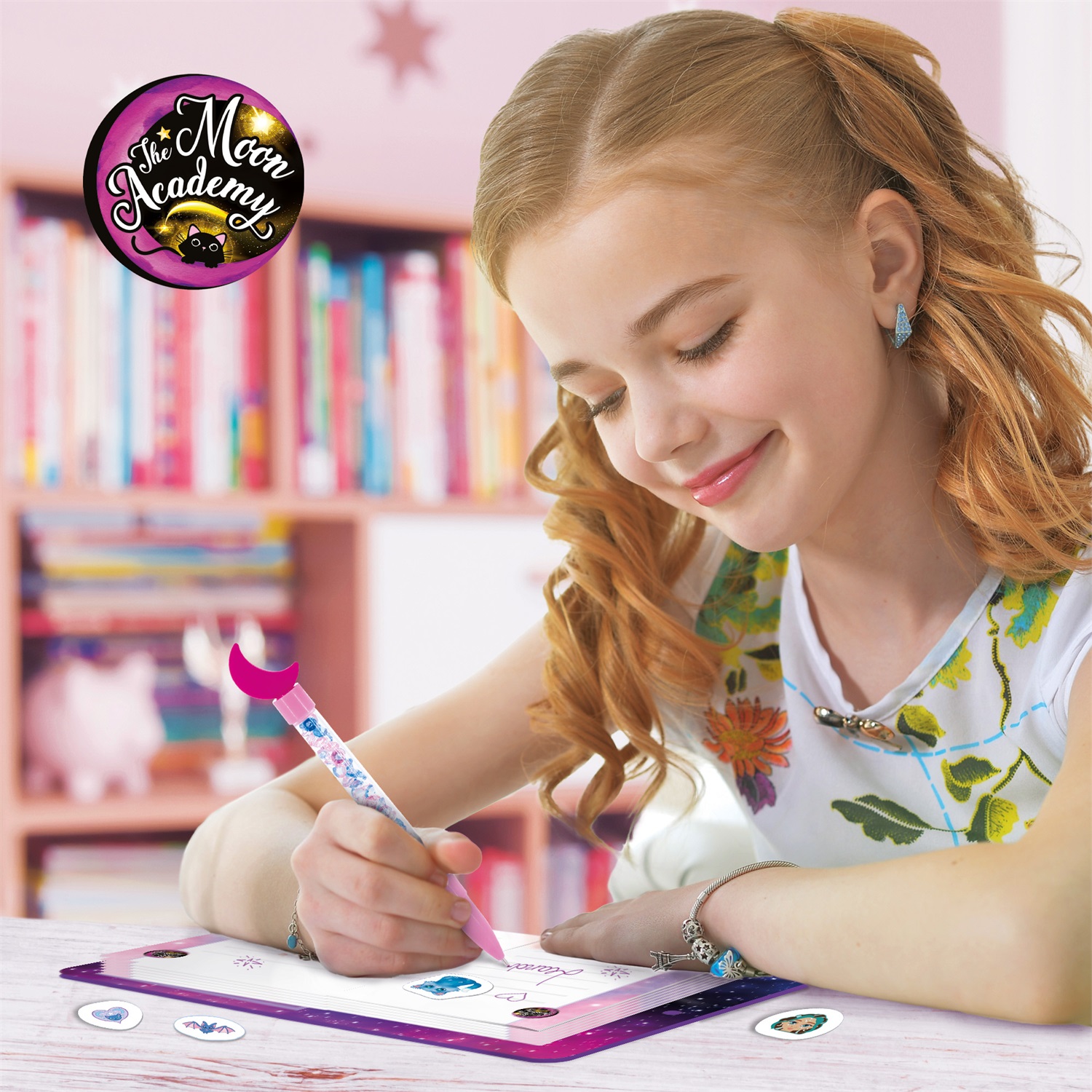 Lisciani The Moon Academy Moon Magic Pens & Diary - Kit creativo per 8 penne personalizzate e diario segreto
