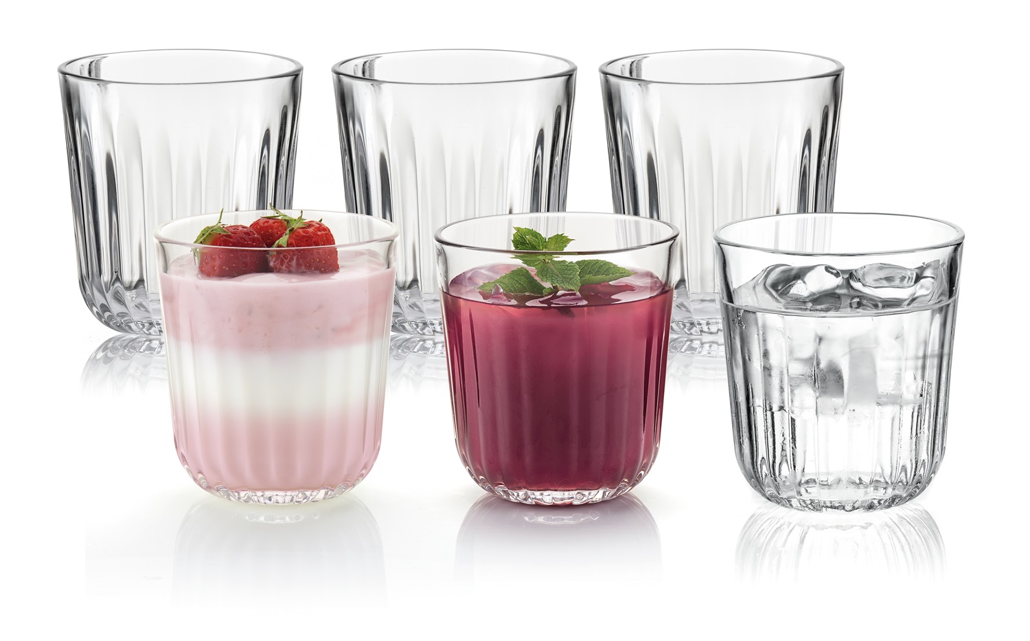 Fratelli Guzzini Set 6 Bicchieri in Vetro Everyday, Trasparente, 320 cc, Robusti e Riciclabili