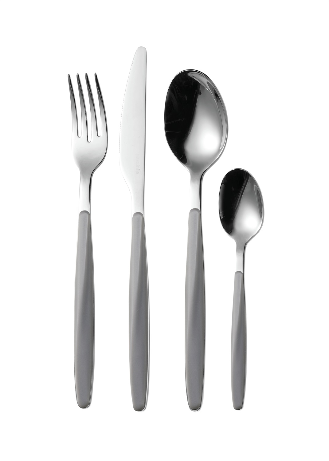 Guzzini My Fusion Set di Posate 24 pz in Acciaio Inossidabile e ABS, Grigio, Design Allungato