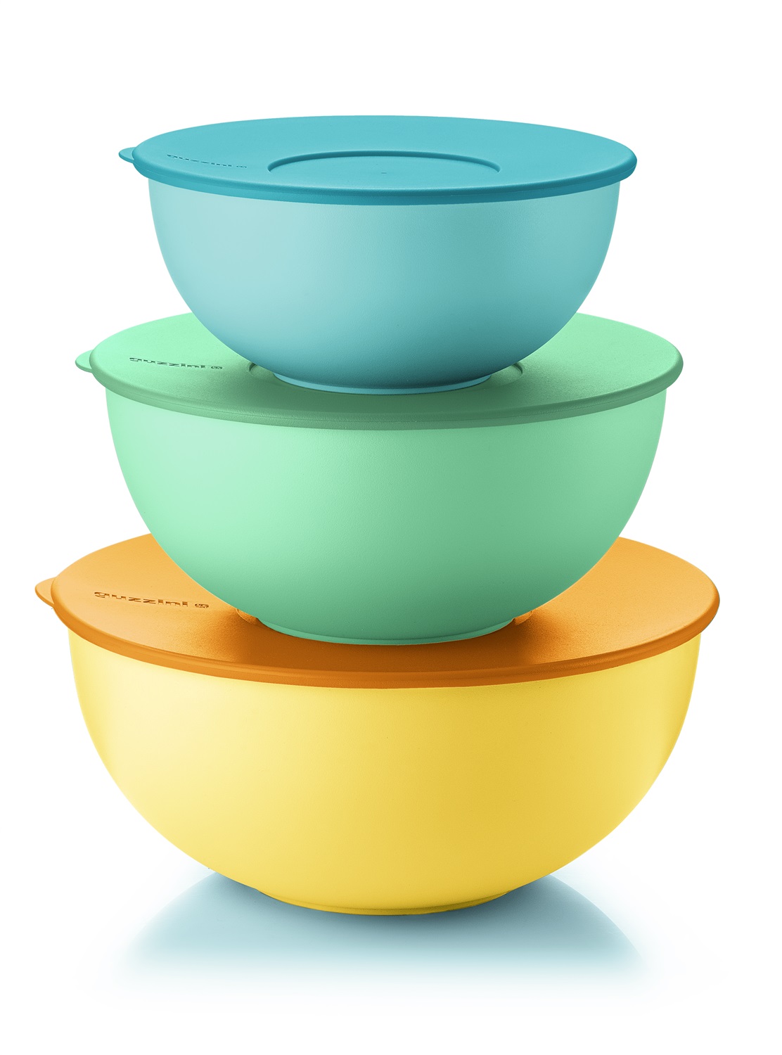 Fratelli Guzzini Set 3 Contenitori Ermetici Everywhere Multicolor - Rotondi, Blu, Verde, Giallo, Polietilene, Adatti per Freezer e Microonde