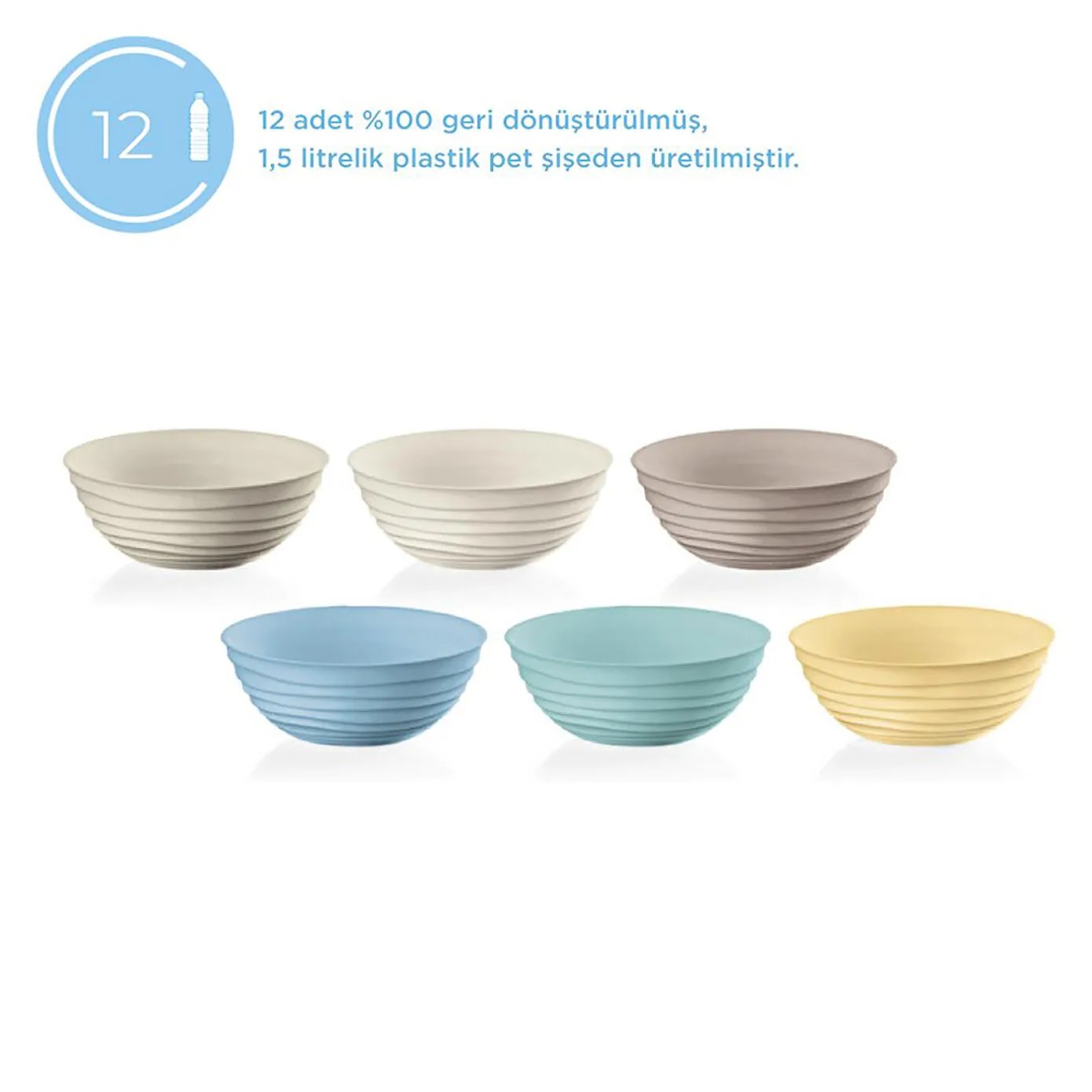Guzzini Tierra Set di 6 Ciotoline Multicolore in Plastica Riciclata Ø12.2 x H11.5 cm, 348 cc, Design Pio&Tito Toso