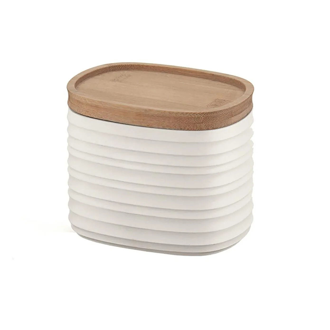 Guzzini Tierra Barattolo Small in Plastica Riciclata e Bamboo Bianco Latte - 500 cc, Design Circolare, Made in Italy