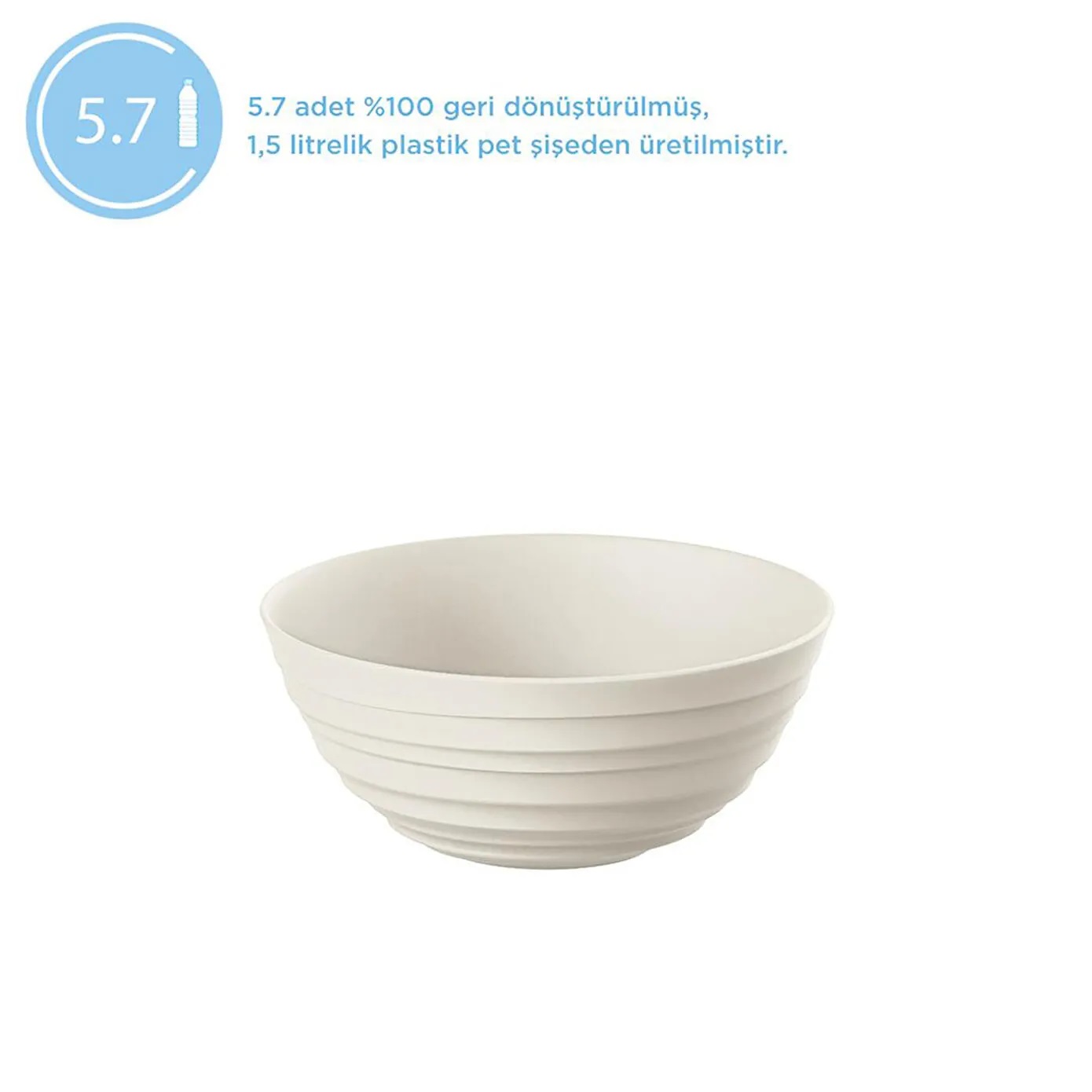 Guzzini Tierra Ciotola in Plastica Riciclata Bianco Latte Ø 18 x H 7,6 cm - 1090 cc