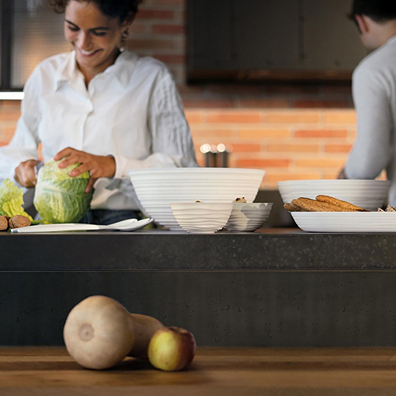 Guzzini Tierra Ciotola in Plastica Riciclata Bianco Latte Ø 18 x H 7,6 cm - 1090 cc