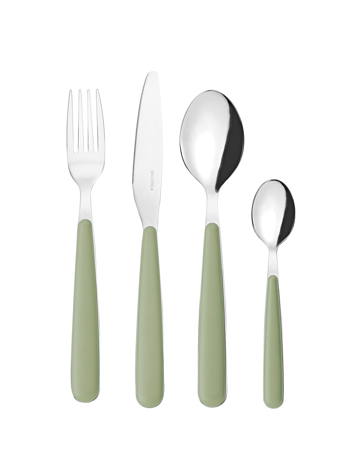 Guzzini Set 24 Posate in Acciaio Inossidabile 'POP' Verde Salvia con Impugnatura Ergonomica