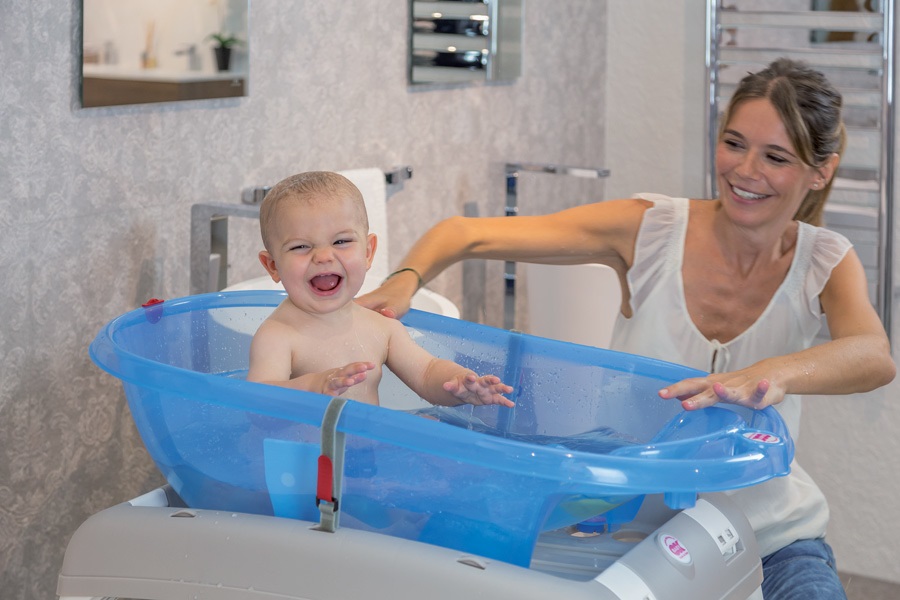 OKBABY Cavalletto Pieghevole per Vaschetta da Bagno - Compatibile con Onda e Onda Evolution, Piedini Antiscivolo, Kit Svuotamento Incluso
