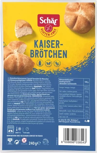 Dr. Schär Mulinetta Senza Glutine - Confezione 4 Pezzi da 60 g