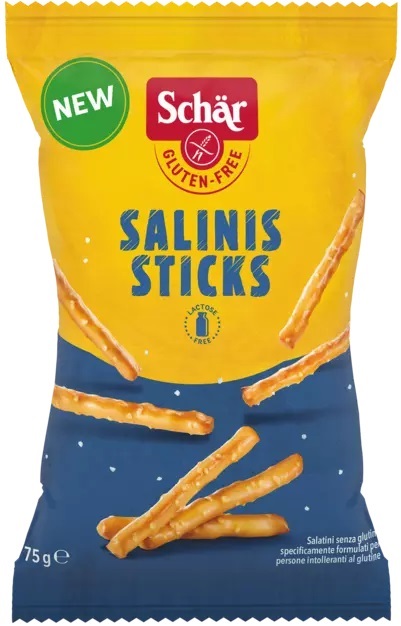 Dr. Schär Salinis Stick Senza Glutine 75 g - Snack Salato Pratico e Ideale per Celiaci