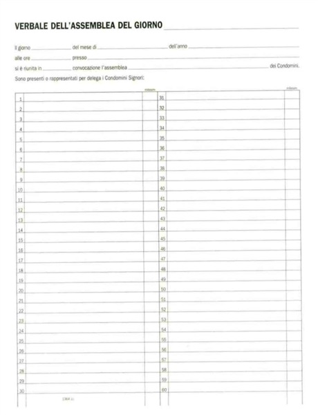 Data Ufficio Registro Verbali Assemblee Condominiali - 80 Pagine - Formato 31 x 24,5 cm - Codice DU136400000