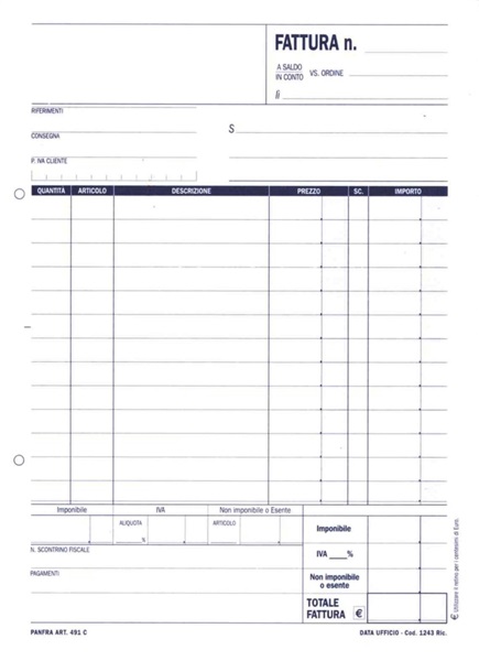 Data Ufficio Blocco Fatture Ad 1 Aliquota - 50/50 Copie Autoricalcanti - 21,5x14,8 cm - DU1641C0000