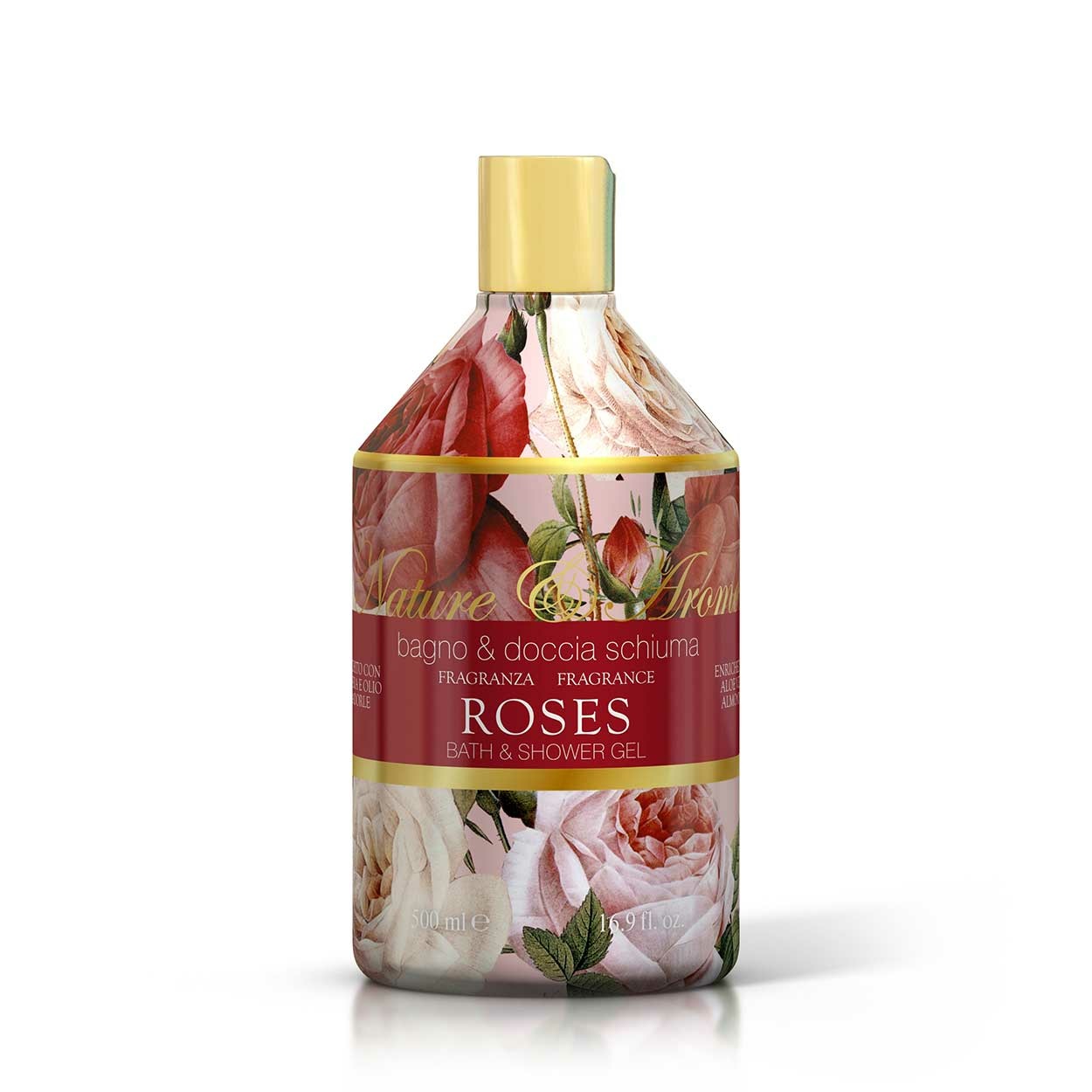 Rudy Nature & Arome Bagno Doccia Schiuma 500 ml - Fragranza Rosa con Note di Violetta e Garofano