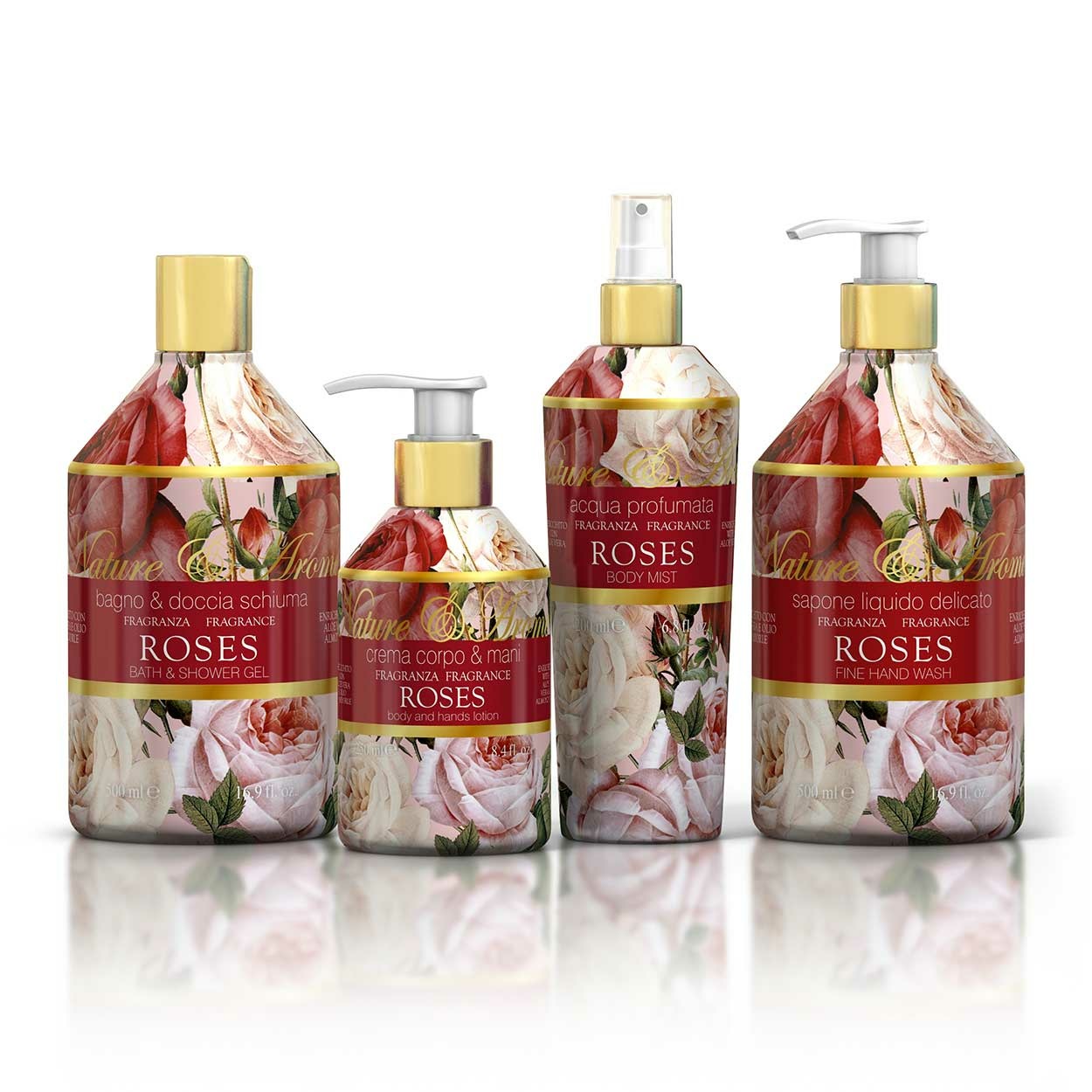 Rudy Nature & Arome Bagno Doccia Schiuma 500 ml - Fragranza Rosa con Note di Violetta e Garofano