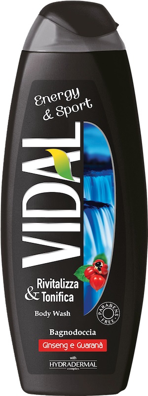 Vidal Bagnodoccia Energizzante Energy Sport 500 ml - Ginseng e Guarana, Rivitalizza e Tonifica, Parabens Free