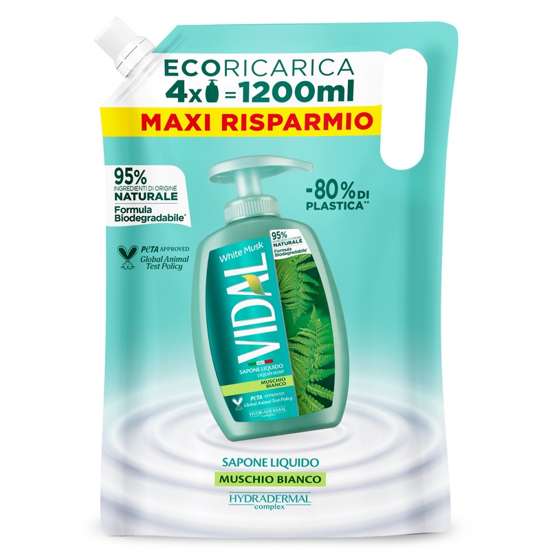 Vidal Sapone Liquido Ecoricarica Muschio Bianco 1200 ml - EcoRefill
