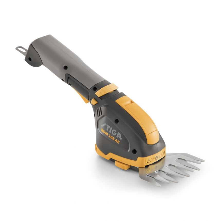STIGA SGM 102 AE - Strumento multifunzione a batteria con lama tagliasiepi 18 cm e lama tagliaerba 11 cm, batteria 10,8 V 2,5 Ah inclusa