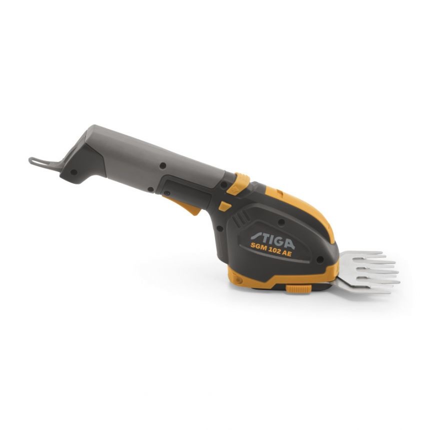 STIGA SGM 102 AE - Strumento multifunzione a batteria con lama tagliasiepi 18 cm e lama tagliaerba 11 cm, batteria 10,8 V 2,5 Ah inclusa