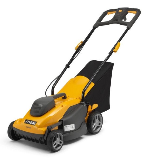 Stiga Combi 336c - Tagliaerba Elettrico a Spinta 1400 W, Larghezza di Taglio 34 cm, Funzione Mulching, Superficie Max 400 m²
