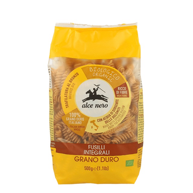 Alce Nero Fusilli Integrali Bio 500 g - Pasta corta di semola integrale di grano duro