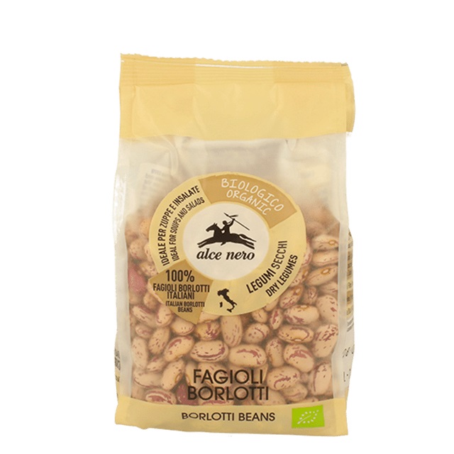 Alce Nero Fagioli Borlotti Bio 400 g - Fagioli Secchi Biologici Coltivati in Piemonte, Ricchi di Proteine, Ideali per Zuppe e Minestre