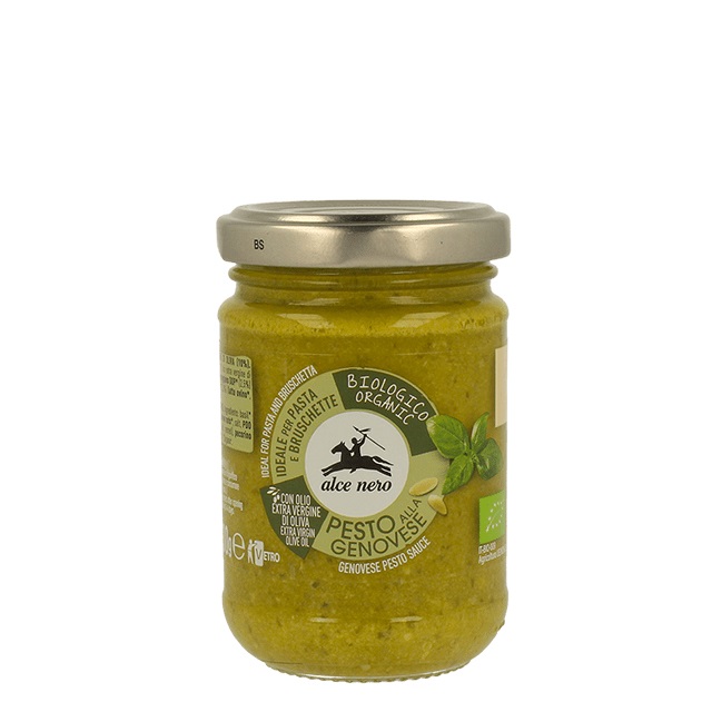 Alce Nero Pesto Alla Genovese Biologico 130 g - Ingredienti: Basilico, Olio Extra Vergine di Oliva, Anacardi, Parmigiano Reggiano
