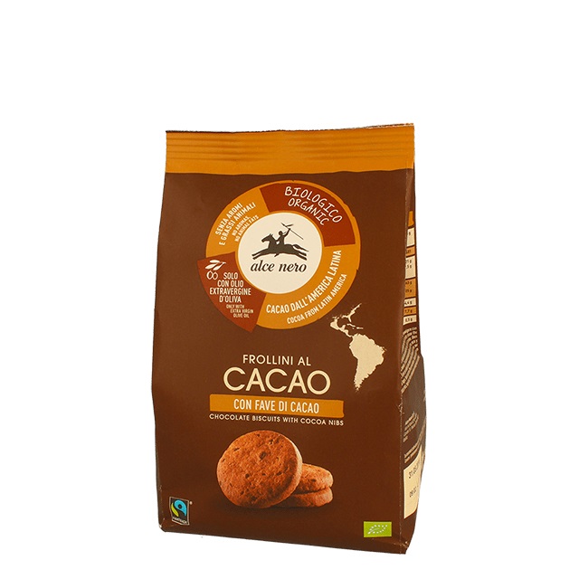 Alce Nero Frollini al Cacao con Fave di Cacao Biologici Fairtrade - 250 g