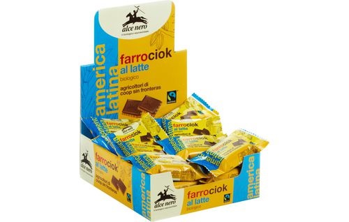 Alce Nero Biscotti di Farro Ricoperti con Cioccolato al Latte Bio 28 g - Ingredienti Naturali e Fairtrade