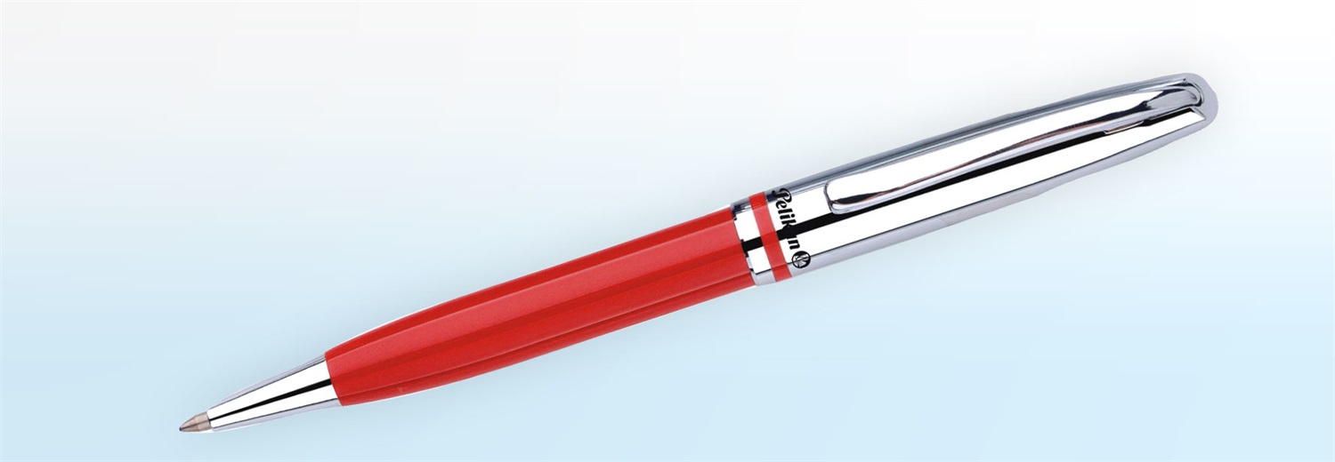 Pelikan Penna a sfera Jazz Classic M rossa in metallo con fermaglio elastico e meccanismo rotante - Confezione regalo