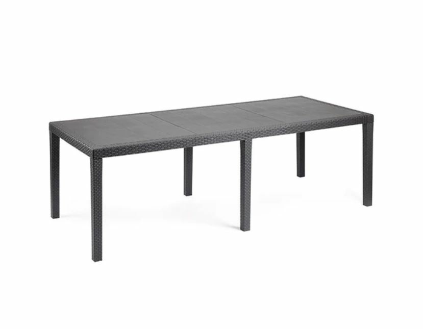 Ipae-Progarden Tavolo da Giardino Allungabile Queen in Polipropilene Antracite - 150/220x90 cm, Resistente all'Acqua e al Sole