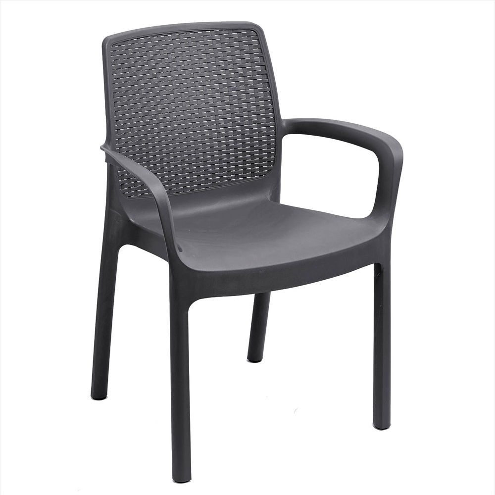 Ipae Progarden Poltrona Regina Antracite da Esterno in Resina con Design Floreale