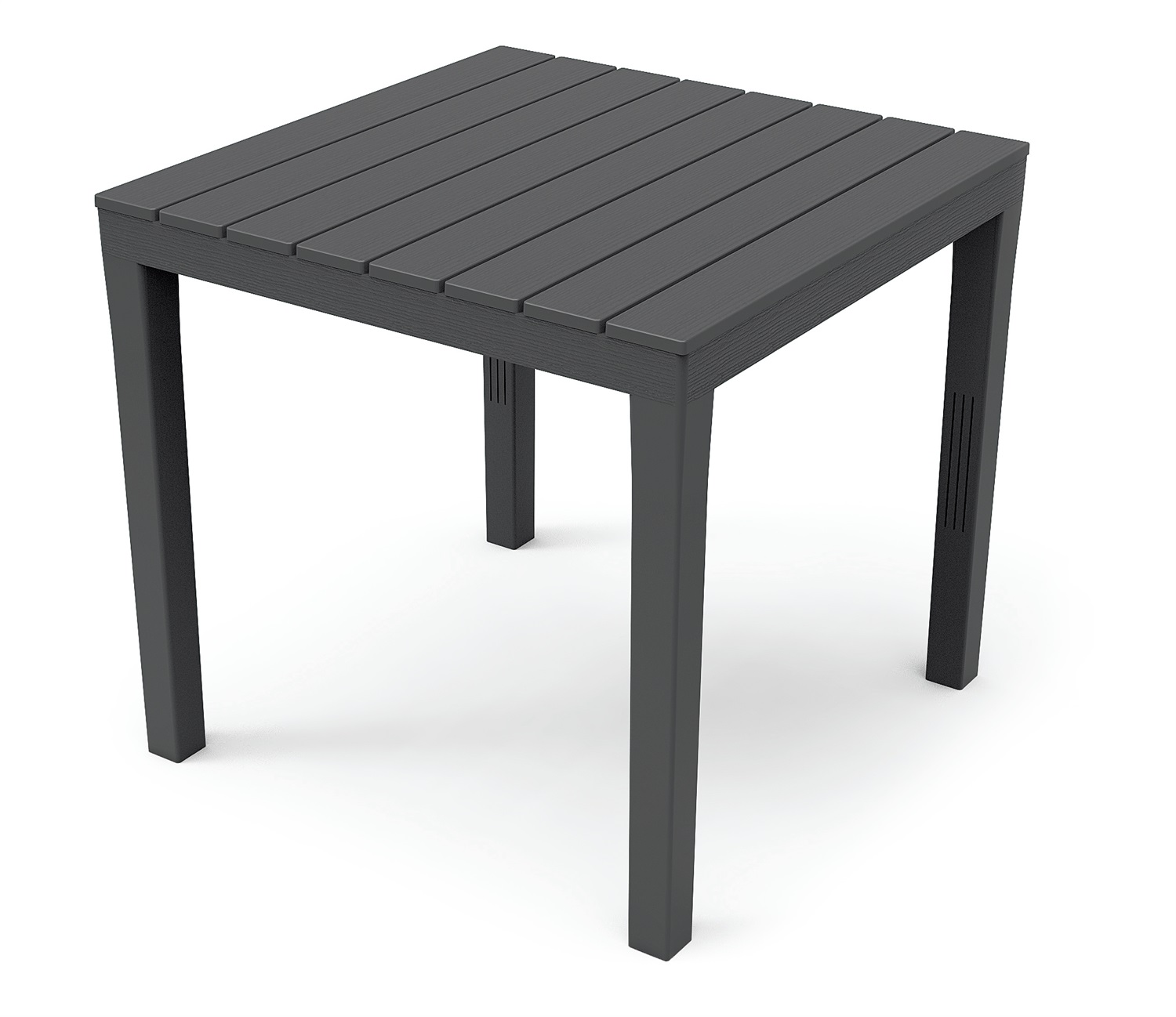 IPAE-PROGARDEN Tavolo Bali Antracite 78x78 cm in Polipropilene Effetto Doghe, Resistente agli Agenti Atmosferici