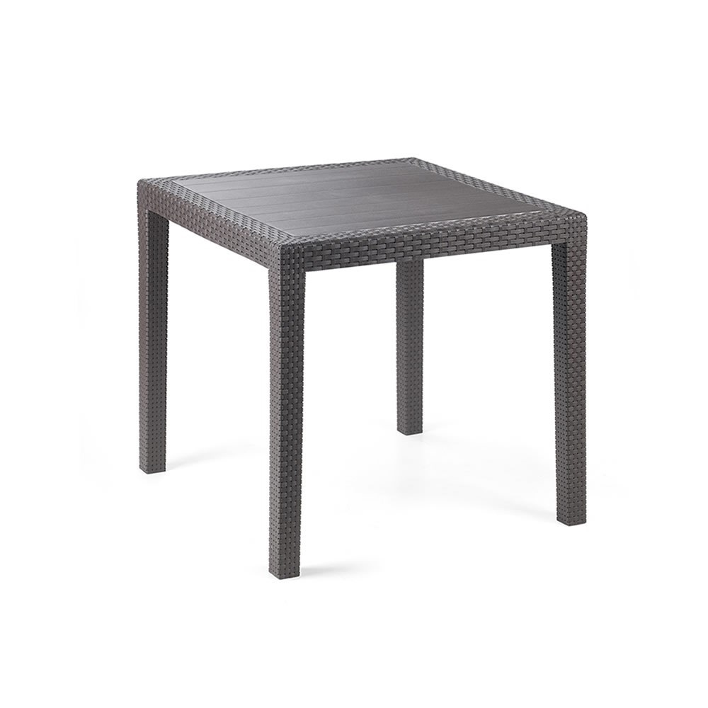 Ipae-Progarden Tavolo King Quadrato in Rattan Moka - 79x79x72 cm, per Giardino, Capacità Fino a 4 Persone