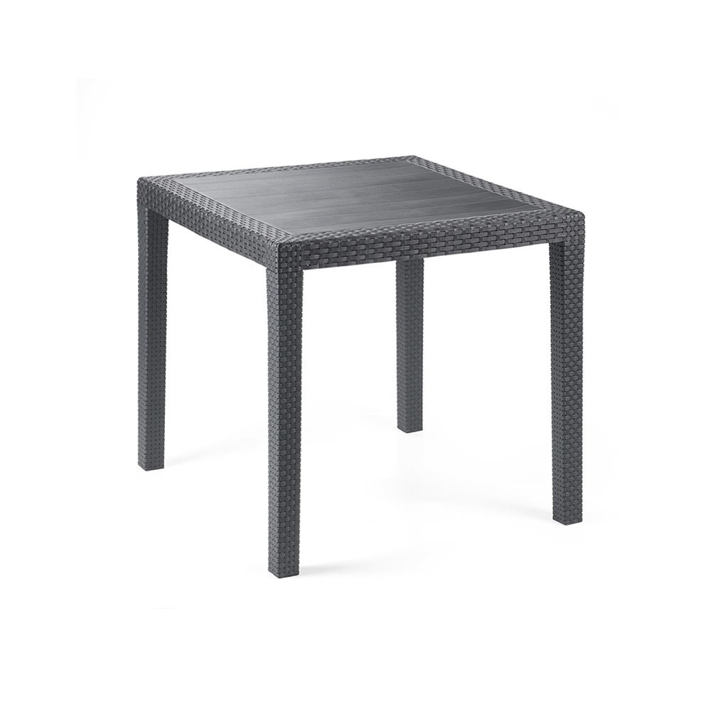 IPAE-PROGARDEN Tavolo da Giardino Quadrato King in Polipropilene Effetto Rattan Antracite 79x79x72 cm