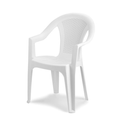 Ipae Progarden Sedia Ischia Bianco Linea Rattan - h81x54x56 cm, Impilabile e Resistente per Esterni