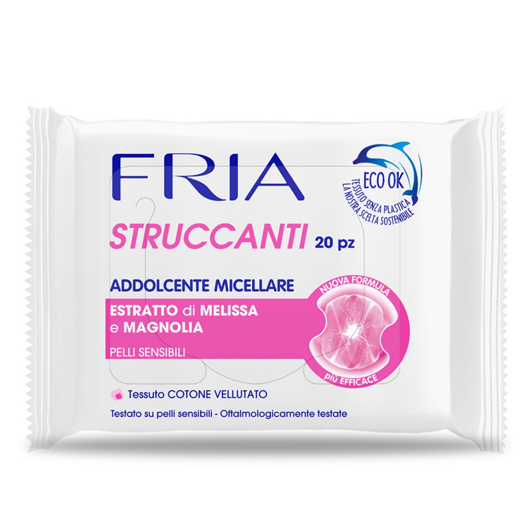 FRIA Salviette Struccanti Micellari - 20 Pezzi per Pelli Sensibili, Detersione Delicata ed Efficace