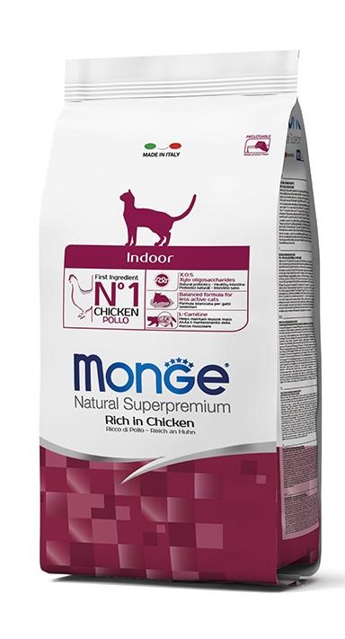 Monge Gatto Natural Superpremium Indoor - Alimento Secco Completo Ricco di Pollo per Gatti Adulti Sedentari - 400 g