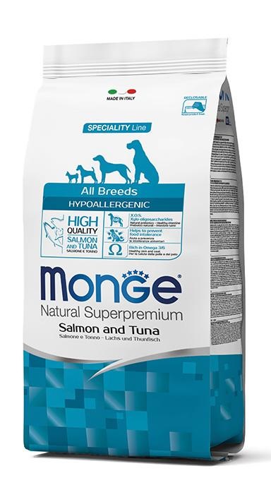 Monge 8009470011174 cibo secco per cani 12 kg Adulto Salmone, Tonno