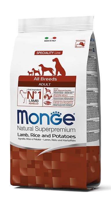 Monge 8009470011327 cibo secco per cani 12 kg Adulto Agnello, Patata, Riso