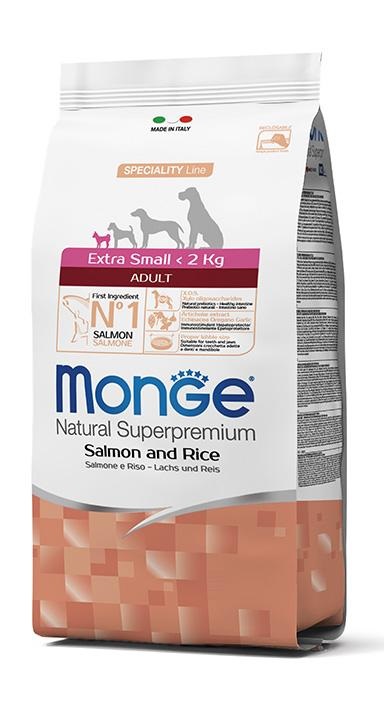 Monge Crocchette Extra Small Adult Salmone e Riso 800 g - Alimento Completo per Cani Adulti di Taglia Molto Piccola