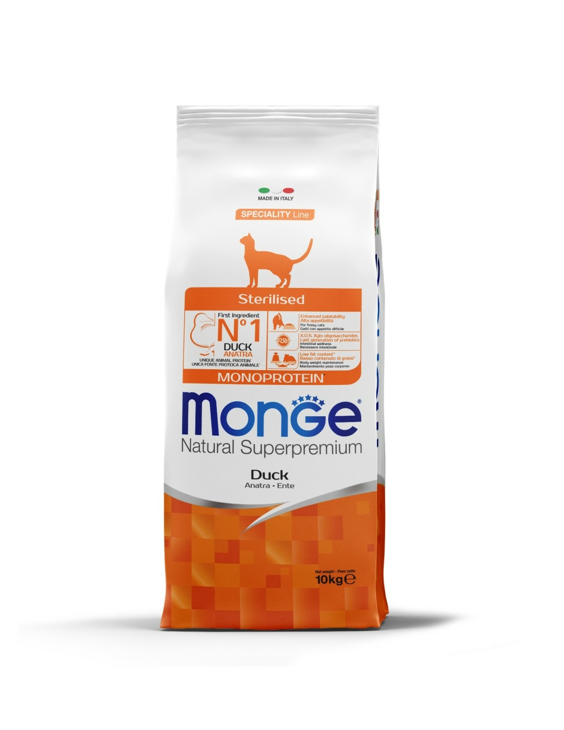 Monge 8009470056182 cibo secco per gatti 10 kg Adulto Anatra