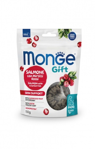 Monge Gift Super M Skin Support Salmone e Mirtilli Rossi 150 g - Alimento Complementare per Cani Adulti