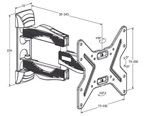 Ciatti Eltris200 Supporto TV a Muro Nero per Televisori da 26 a 40 pollici, Peso Max 25 kg, VESA 75x75 100x100 100x200 200x200 mm