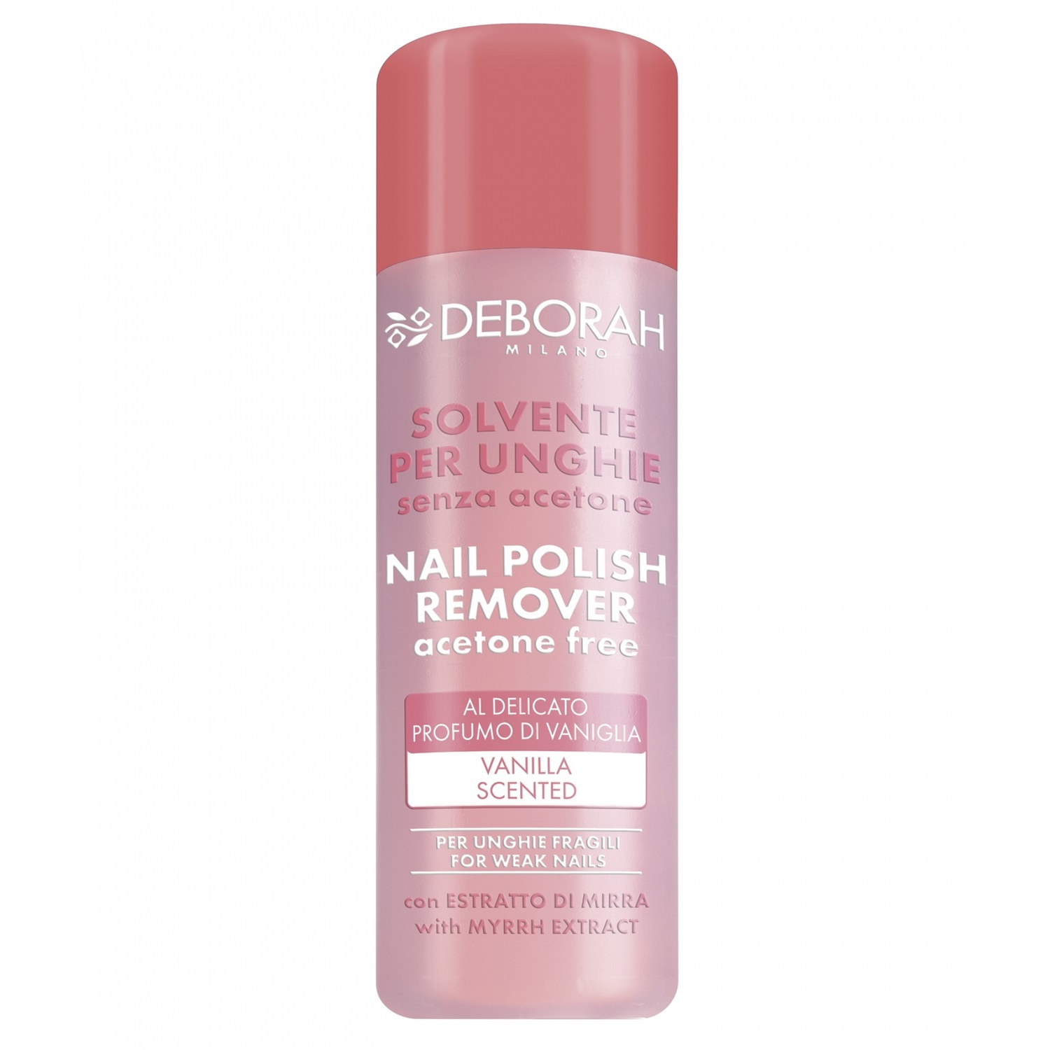Deborah Milano Solvente Per Unghie Senza Acetone 120ml - Profumo di Vaniglia, Ideale per Unghie Fragili, Arricchito con Estratto di Mirra