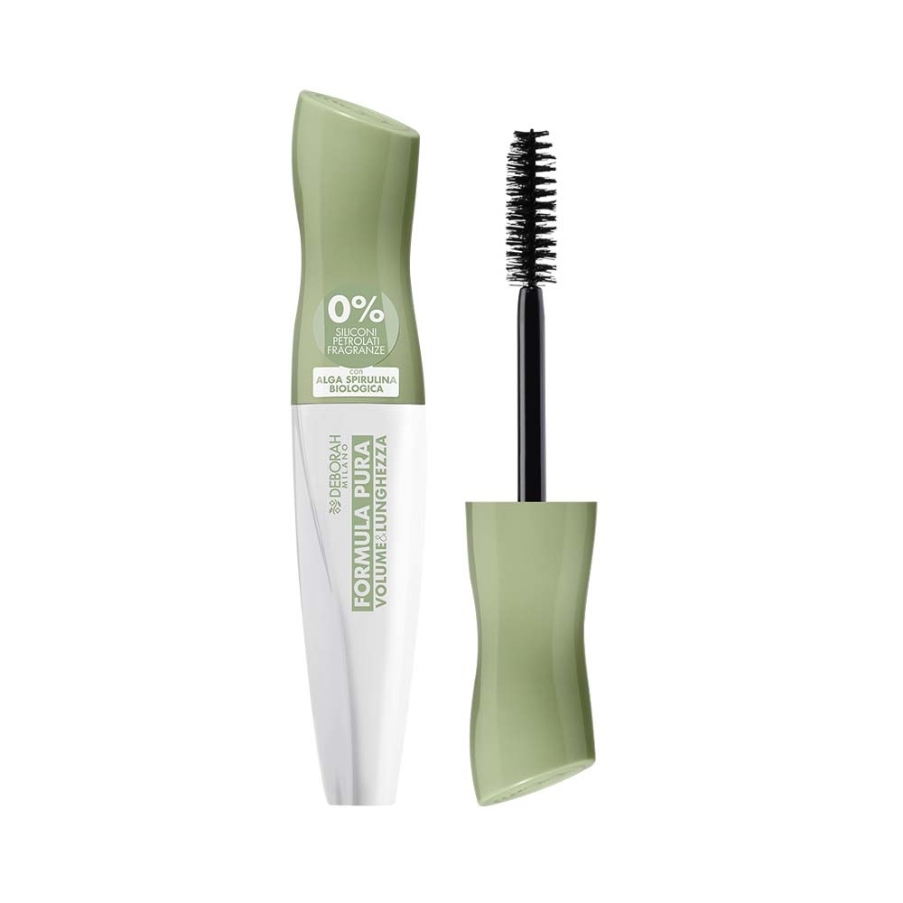 Deborah Milano Mascara Formula Pura Volume e Lunghezza 12ml - Nero, Volumizzante e Allungante, Alta Tollerabilità, Senza Parabeni, Nutre e Protegge le Ciglia