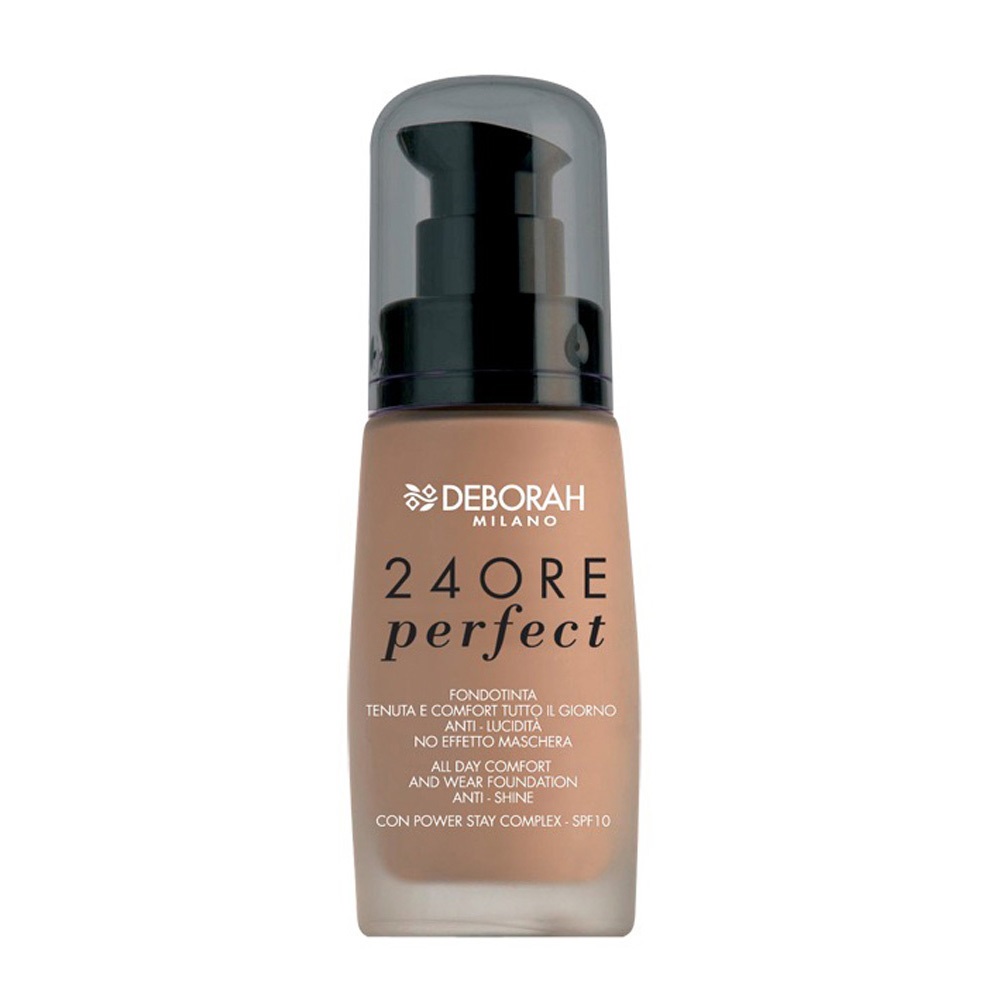 Deborah Milano Fondotinta 24 Ore Perfect 01 Fair - 30ml, Tenuta Lunga, Anti-Lucidità, SPF 10