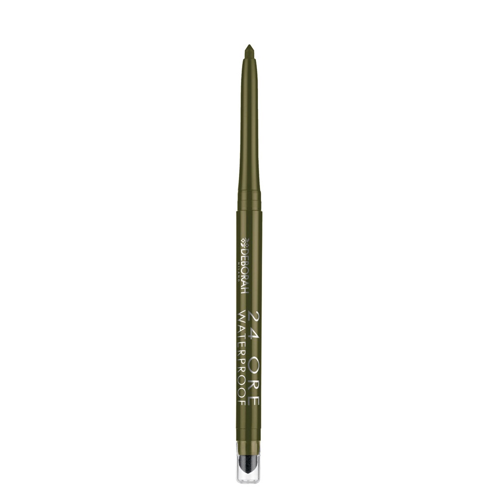 Deborah Milano Matita Occhi 24 Ore Waterproof 05 Golden Green - 0.5 g, Texture Ultrasetosa, Mina Retrattile, Temperino e Spugnino Inclusi