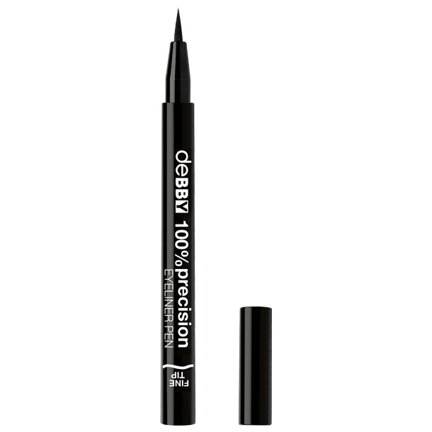 Debby 100% Precision Eyeliner Pen Fine Tip Nero - Tratto Preciso, Asciugatura Rapida e Tenuta Estrema