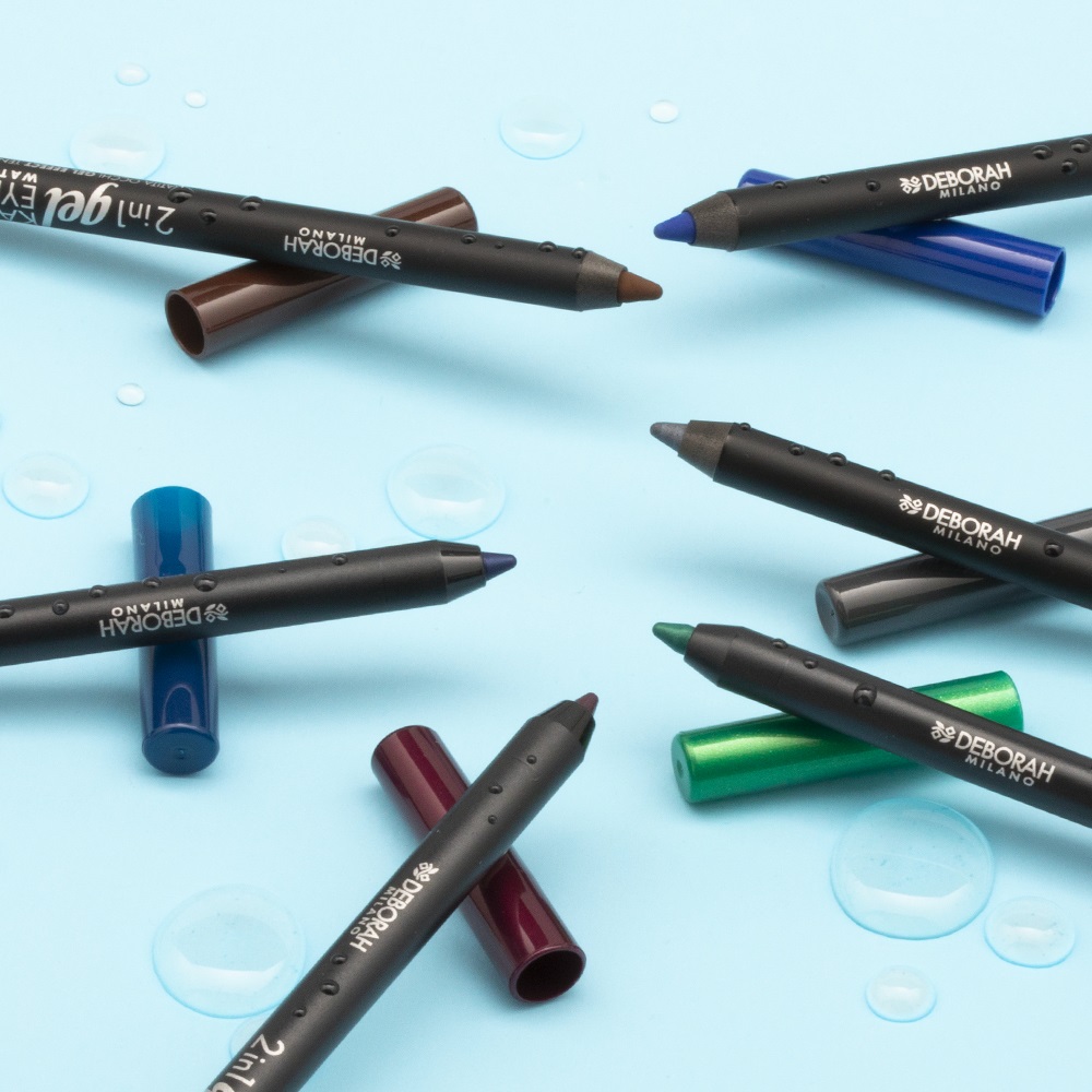 Deborah Milano Matita Occhi 2 in 1 Kajal & Eyeliner Waterproof 01 Black - A Lunga Durata, Tratto Ultra-pigmentato e Cremoso, 1.4g